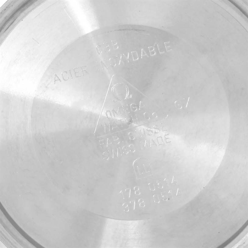 This image shows the inner case back of an Omega Seamaster 2599.80.00 Men
s Stainless Steel Blue Dial 2599.80.00 Men
s Stainless Steel Blue Dial watch, indicating its stainless steel material and model numbers.