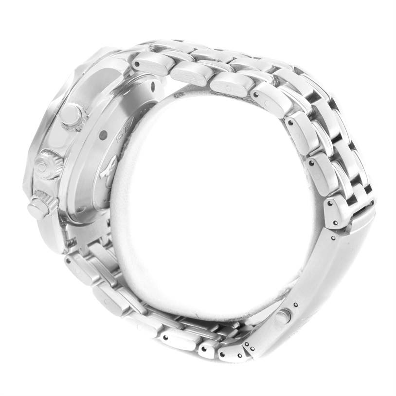 The image shows a side view of the Omega Seamaster 213.30.42.40.01.001 Men
s Stainless Steel Black Dial 213.30.42.40.01.001 Men
s Stainless Steel Black Dial watch, highlighting the bracelet, lugs, and pushers.