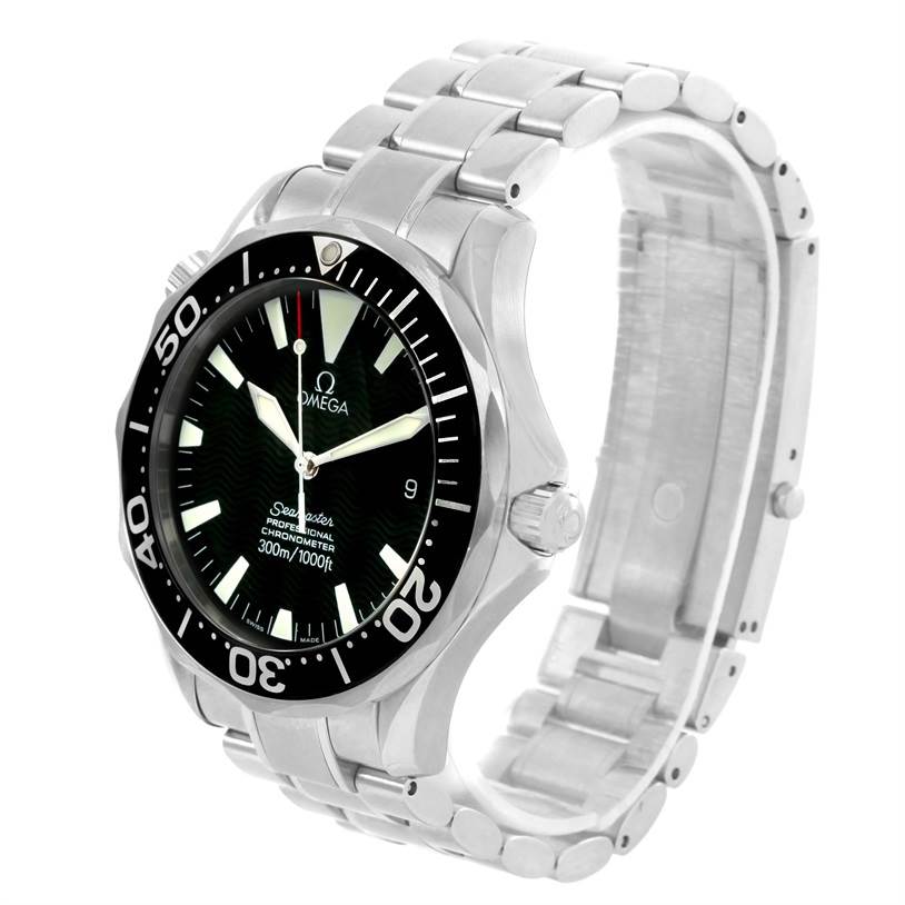 The image shows an Omega Seamaster 2254.50.00 Men
s Stainless Steel Black Dial 2254.50.00 Men
s Stainless Steel Black Dial watch at a slight angle, highlighting the bracelet, bezel, dial, and crown.