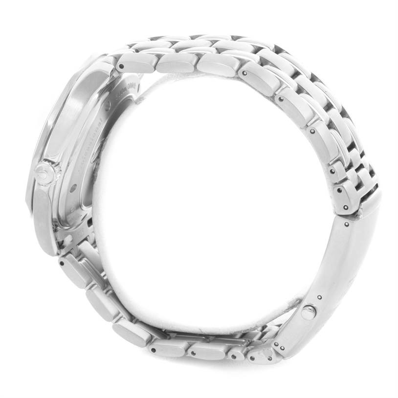 Side view of the Omega Seamaster 2226.80.00 Men
s Stainless Steel Blue Dial 2226.80.00 Men
s Stainless Steel Blue Dial watch showing its case and metal bracelet.