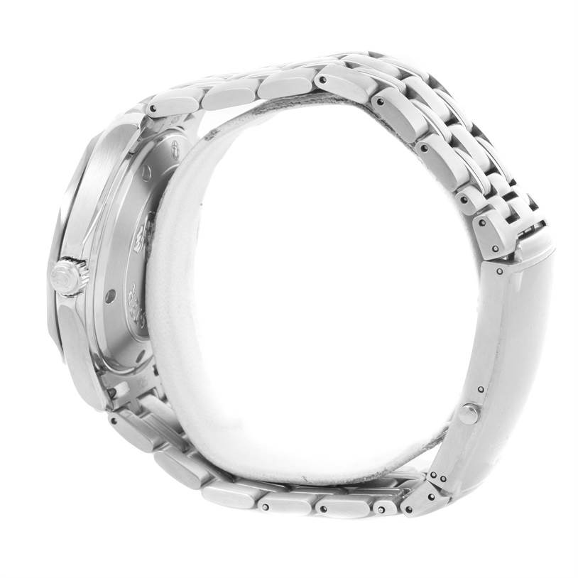 The image shows a side view of the Omega Seamaster 212.30.41.20.01.002 Men
s Stainless Steel Black Dial 212.30.41.20.01.002 Men
s Stainless Steel Black Dial watch, focusing on the case and metal bracelet.