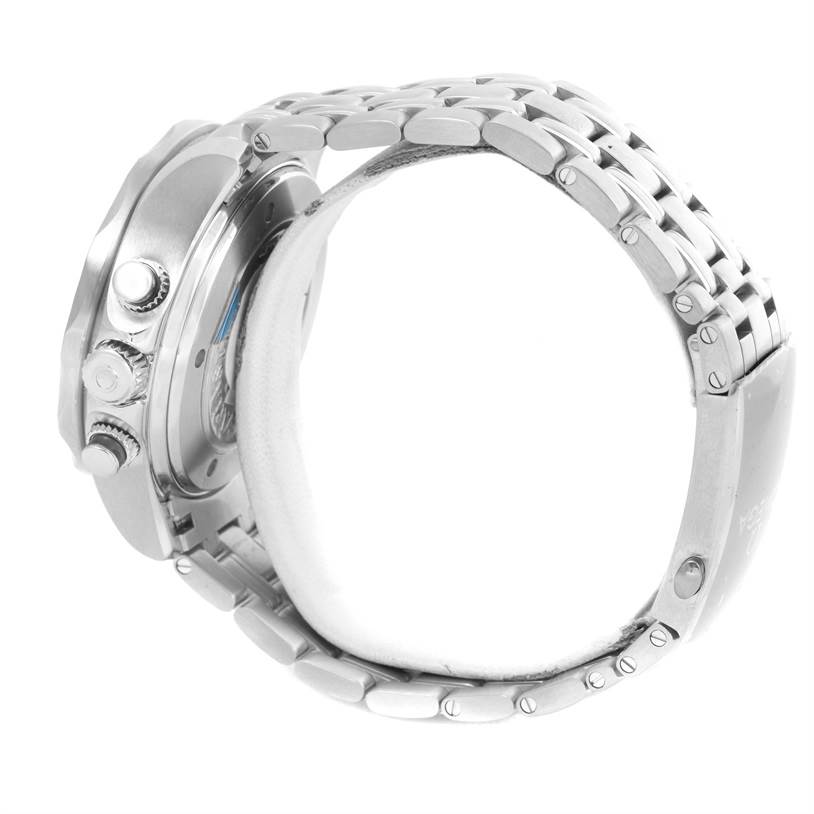 The image shows a side view of the Omega Seamaster 212.30.44.52.01.001 Men
s Stainless Steel Black Dial 212.30.44.52.01.001 Men
s Stainless Steel Black Dial watch, highlighting the crown, pushers, and metal bracelet.