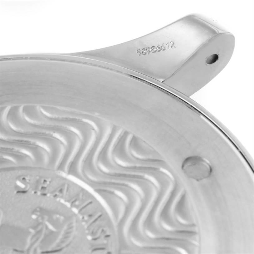 The image shows a close-up of the case back and part of the lugs of an Omega Seamaster 2264.50.00 Men
s Stainless Steel Black Dial 2264.50.00 Men
s Stainless Steel Black Dial watch.