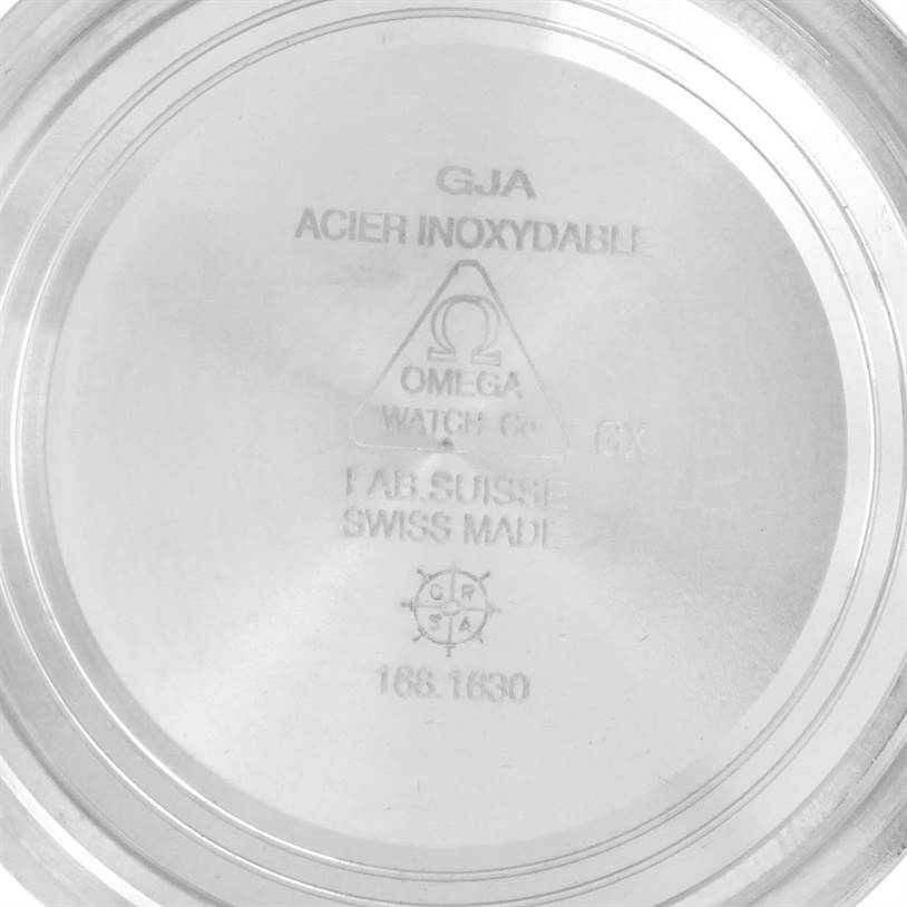 This image shows the inner side of the case back for an Omega Seamaster 2220.80.00 Men
s Stainless Steel Blue Dial 2220.80.00 Men
s Stainless Steel Blue Dial watch, featuring model details and the Omega logo.