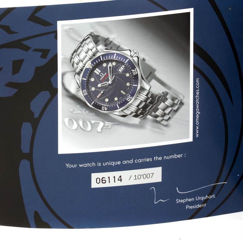 The image shows a front angle of the Omega Seamaster 2226.80.00 Men
s Stainless Steel Blue Dial 2226.80.00 Men
s Stainless Steel Blue Dial watch, highlighting its dial, bezel, and stainless steel bracelet.