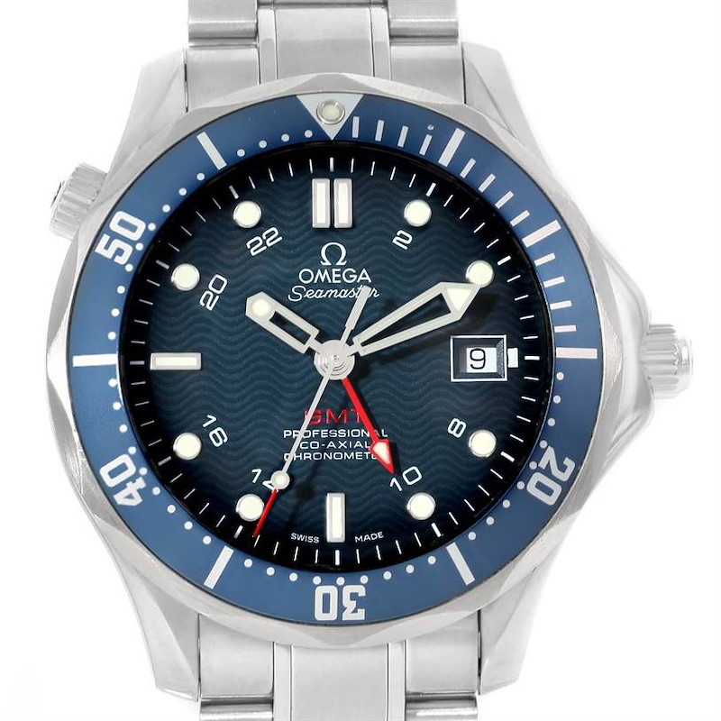 Omega Seamaster Bond 300M GMT Co-Axial Blue Dial Watch 2535.80.00 SwissWatchExpo