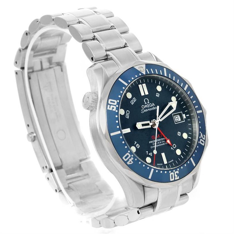 Omega Seamaster Bond 300M GMT Co-Axial Blue Dial Watch 2535.80.00 SwissWatchExpo