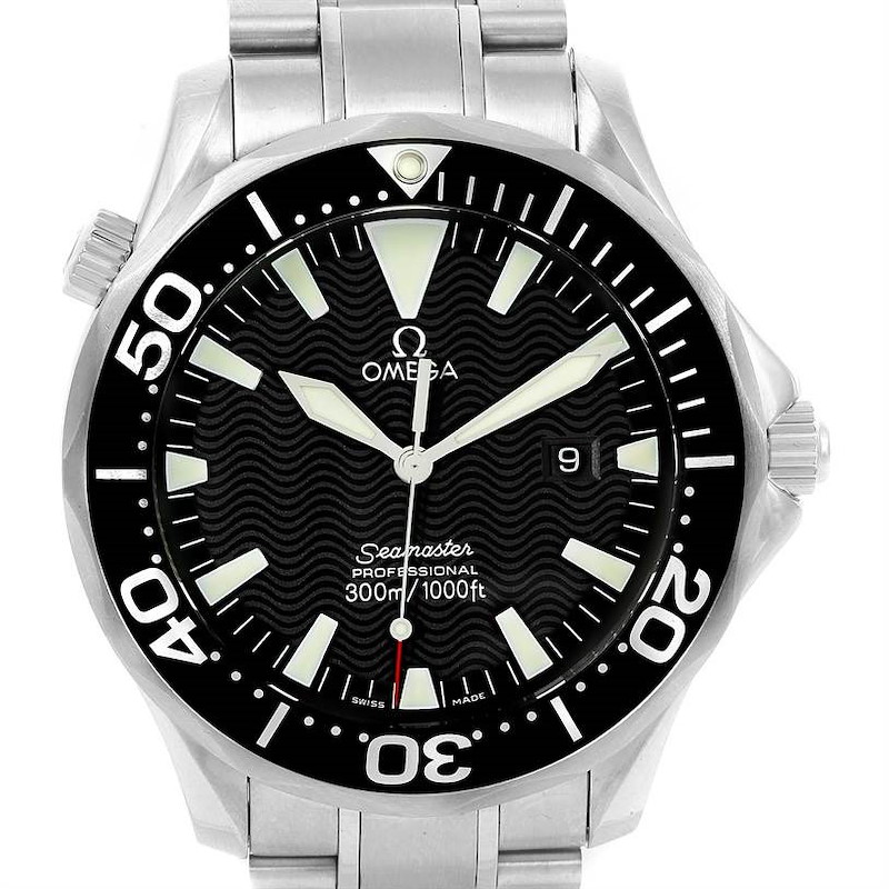 Omega Seamaster 300M Black Wave Dial Watch 2264.50.00 Box Papers SwissWatchExpo