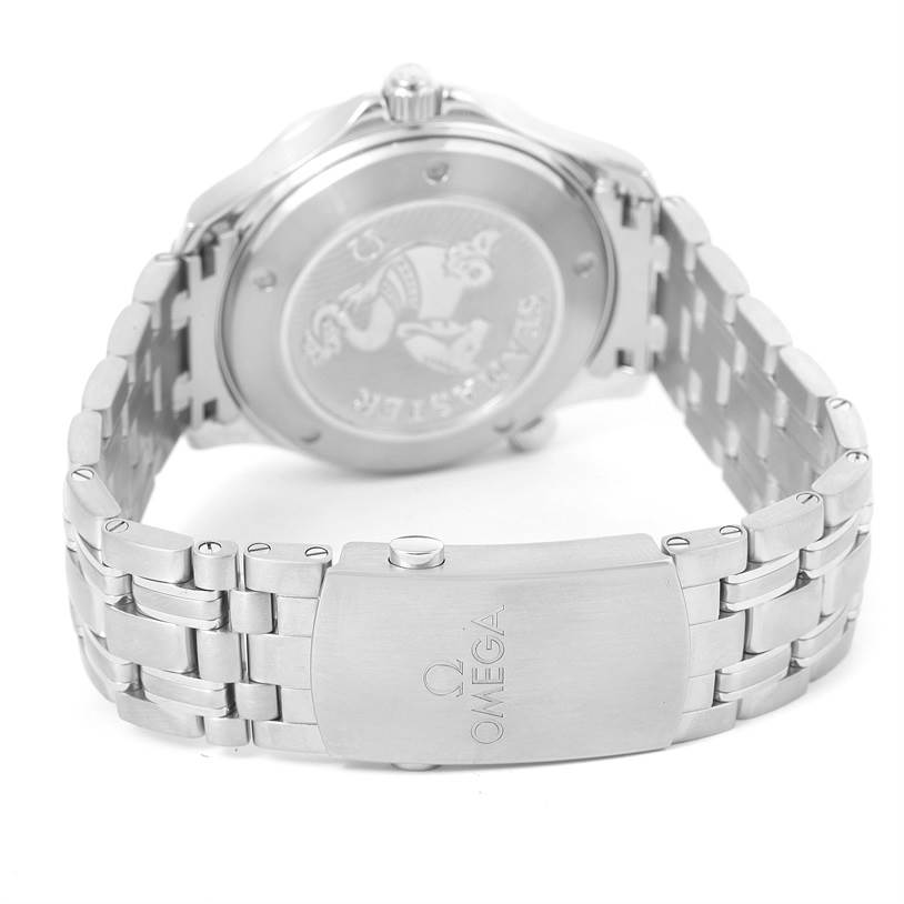 The image shows the back case and bracelet clasp of the Omega Seamaster 212.30.41.20.03.001 Men
s Stainless Steel Blue Dial 212.30.41.20.03.001 Men
s Stainless Steel Blue Dial watch.