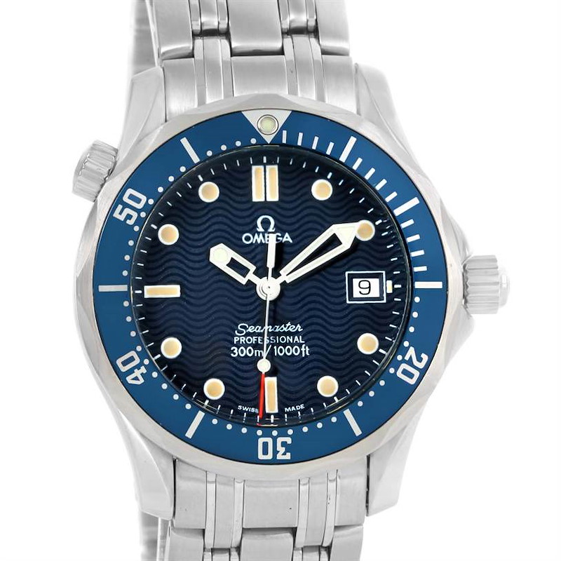 Omega Seamaster James Bond Blue Wave Dial Midsize Watch 2561.80.00 SwissWatchExpo