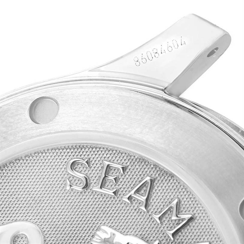 This image shows the case back of an Omega Seamaster 212.30.36.20.01.001 Men
s Stainless Steel Black Dial 212.30.36.20.01.001 Men
s Stainless Steel Black Dial watch at a close-up angle.