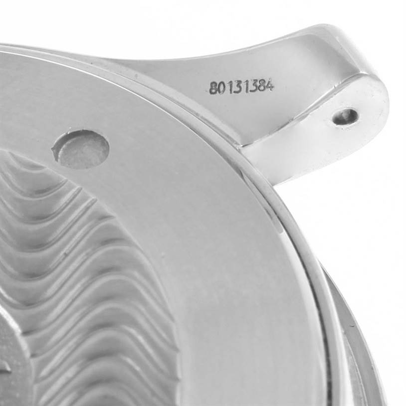 This image shows a close-up of the case back and lug area of an Omega Seamaster 2531.80.00 Men
s Stainless Steel Blue Dial 2531.80.00 Men
s Stainless Steel Blue Dial watch, highlighting the serial number.