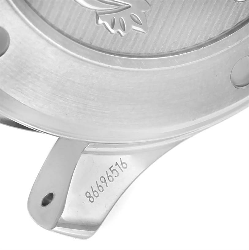 The image shows a close-up of the casing and a lug with a serial number of an Omega Seamaster 212.30.41.20.01.003 Men
s Stainless Steel Black Dial 212.30.41.20.01.003 Men
s Stainless Steel Black Dial watch.