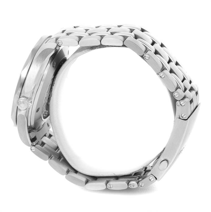 The image shows a side profile of the Omega Seamaster 212.30.41.20.03.001 Men
s Stainless Steel Blue Dial 212.30.41.20.03.001 Men
s Stainless Steel Blue Dial watch, focusing on its case and metal bracelet.