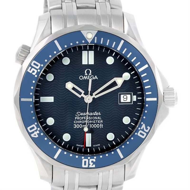 Omega Seamaster 300M James Bond Blue Wave Dial Mens Watch 2531.80.00 SwissWatchExpo