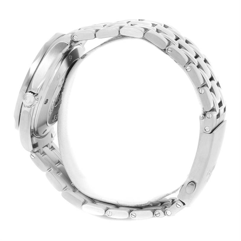 This image shows the side view of the Omega Seamaster 212.30.41.20.01.003 Men
s Stainless Steel Black Dial 212.30.41.20.01.003 Men
s Stainless Steel Black Dial watch, highlighting its metal bracelet and case.