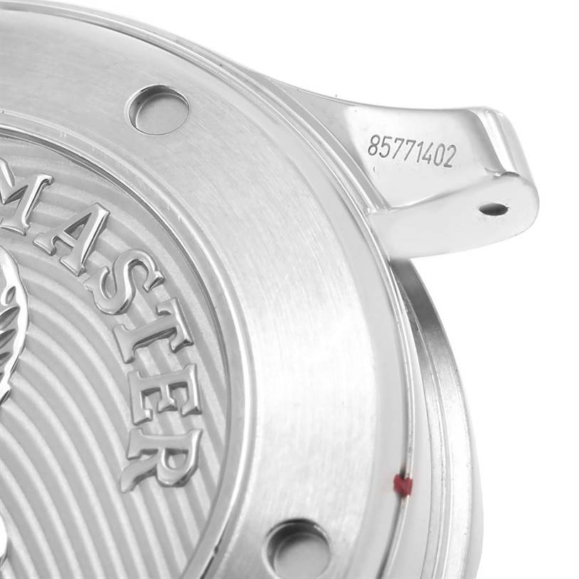 This image shows a close-up of the back casing of an Omega Seamaster 212.30.41.20.01.003 Men
s Stainless Steel Black Dial 212.30.41.20.01.003 Men
s Stainless Steel Black Dial watch, focusing on the logo and serial number.