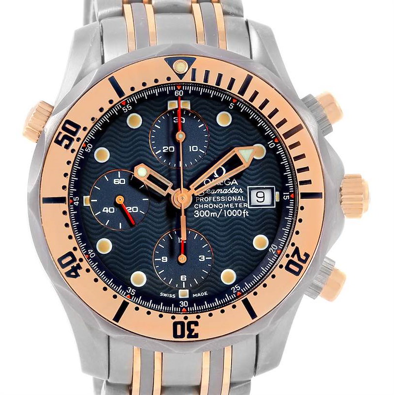 Omega Seamaster Titanium 18K Rose Gold Blue Dial Watch 2296.80.00