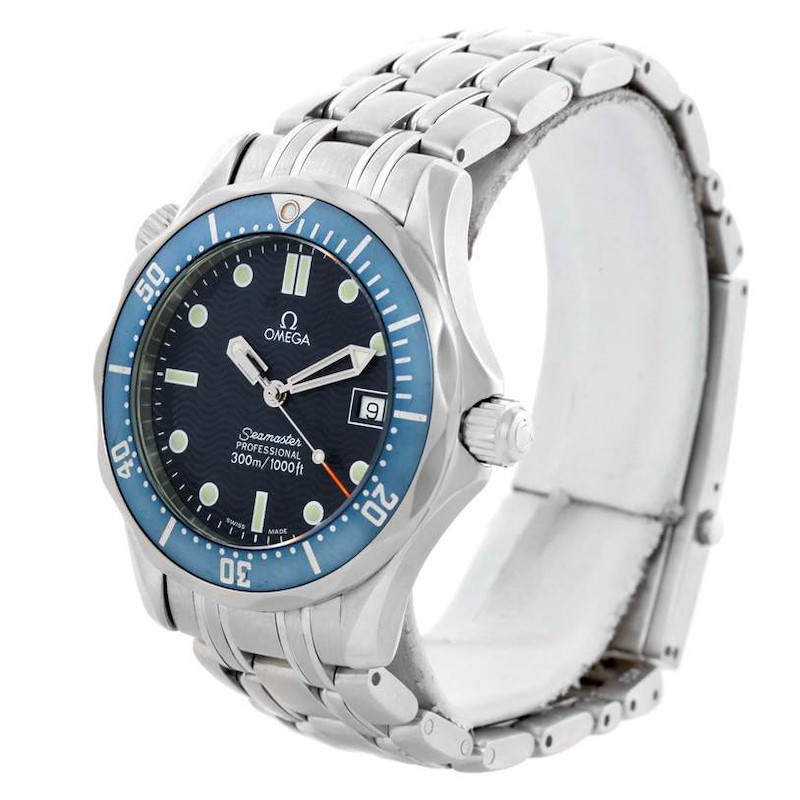 Omega Seamaster James Bond Midsize 300M Blue Dial Watch 2561.80.00 SwissWatchExpo