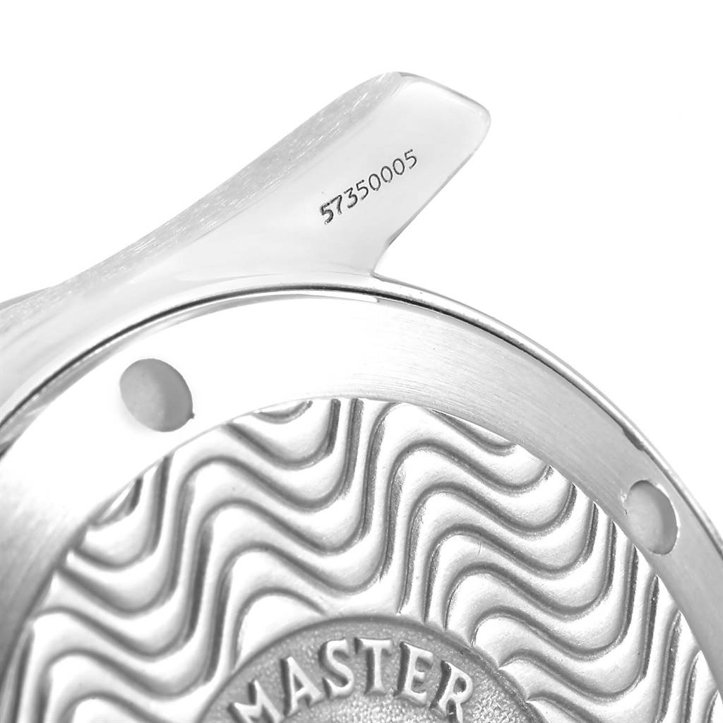 This image shows a close-up of the back casing and partial serial number of an Omega Seamaster 2262.50.00 Men's Stainless Steel Black Dial 2262.50.00 Men's Stainless Steel Black Dial watch.