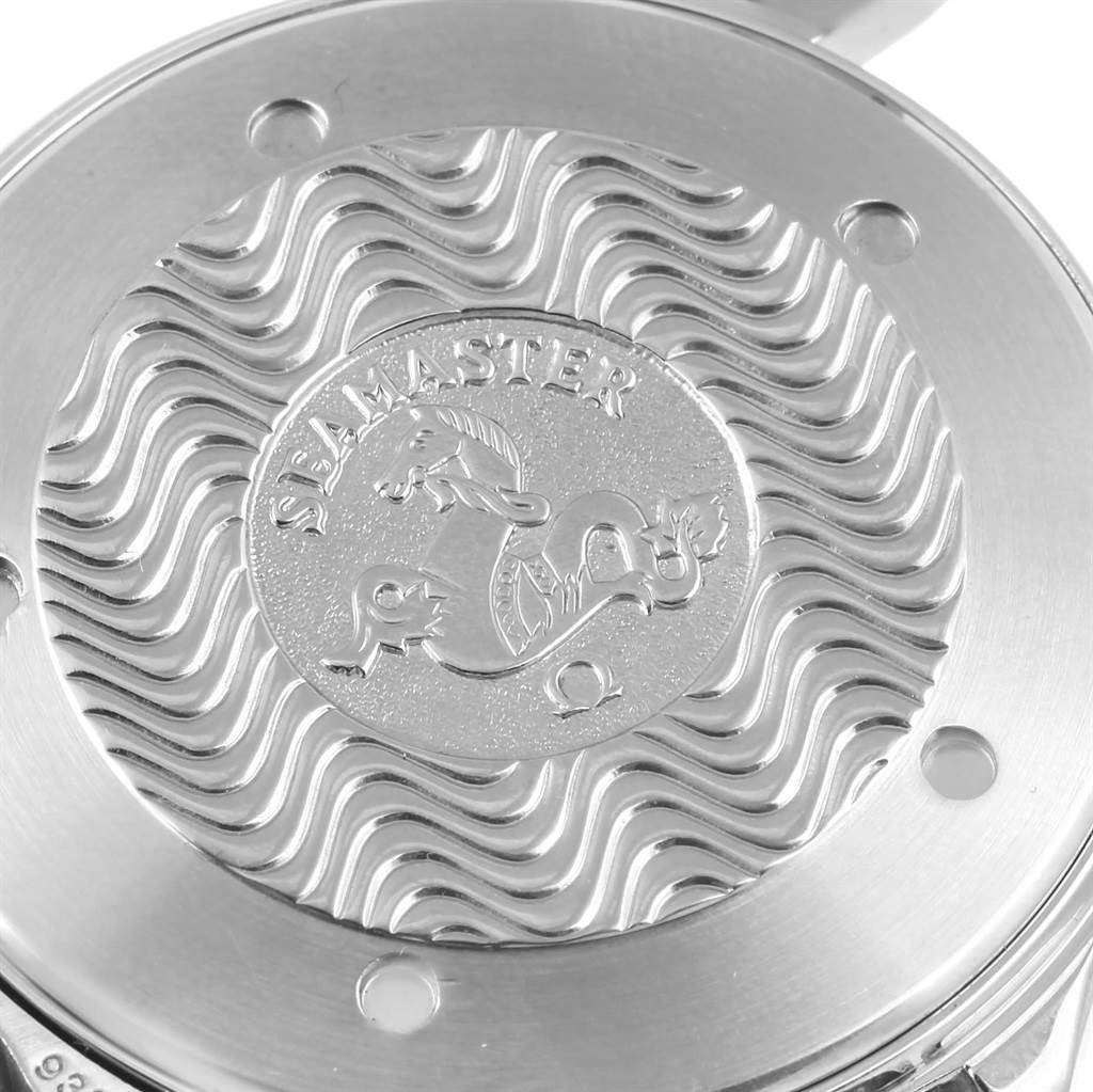 This image shows the engraved case back of an Omega Seamaster 2264.50.00 Men
s Stainless Steel Black Dial 2264.50.00 Men
s Stainless Steel Black Dial watch.