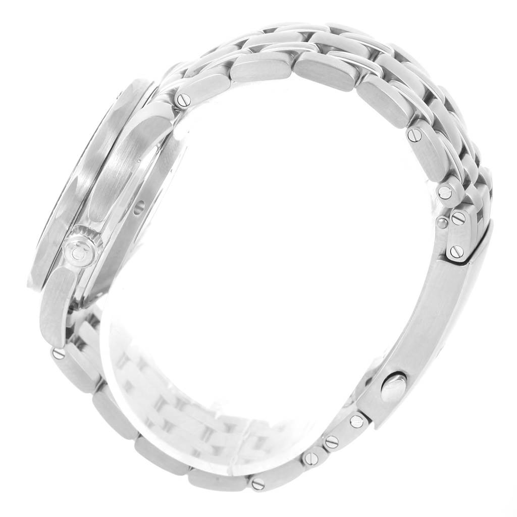 The image shows the side view of an Omega Seamaster 212.30.36.20.51.001 Men
s Stainless Steel Black Dial 212.30.36.20.51.001 Men
s Stainless Steel Black Dial, highlighting the case and metal bracelet.