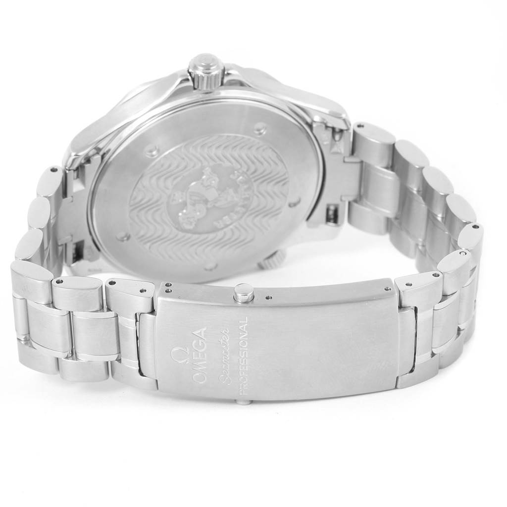 The image shows the back case and clasp of the Omega Seamaster 2254.50.00 Men
s Stainless Steel Black Dial 2254.50.00 Men
s Stainless Steel Black Dial watch from a rear angle.