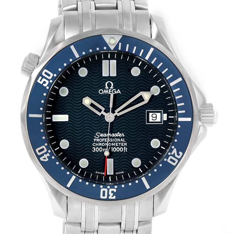Omega Seamaster 300M James Bond Blue Wave Dial Mens Watch 2531.80.00 SwissWatchExpo