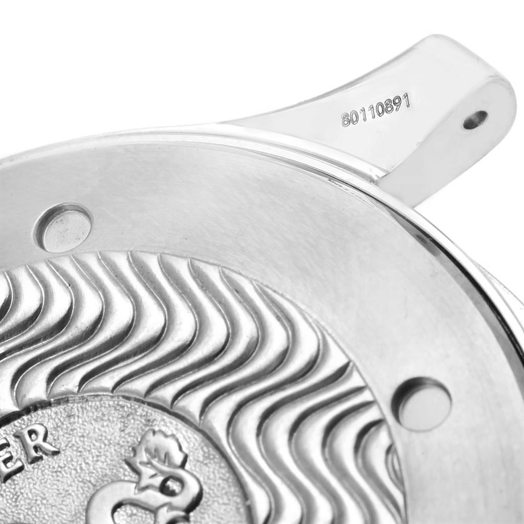 The image shows a close-up of the back casing and lugs of an Omega Seamaster 2255.80.00 Men
s Stainless Steel Blue Dial 2255.80.00 Men
s Stainless Steel Blue Dial watch.