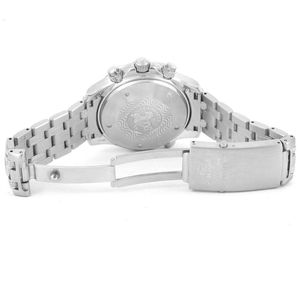 The image shows the back case and bracelet clasp of the Omega Seamaster 2598.80.00 Men's Stainless Steel Blue Dial 2598.80.00 Men's Stainless Steel Blue Dial watch.