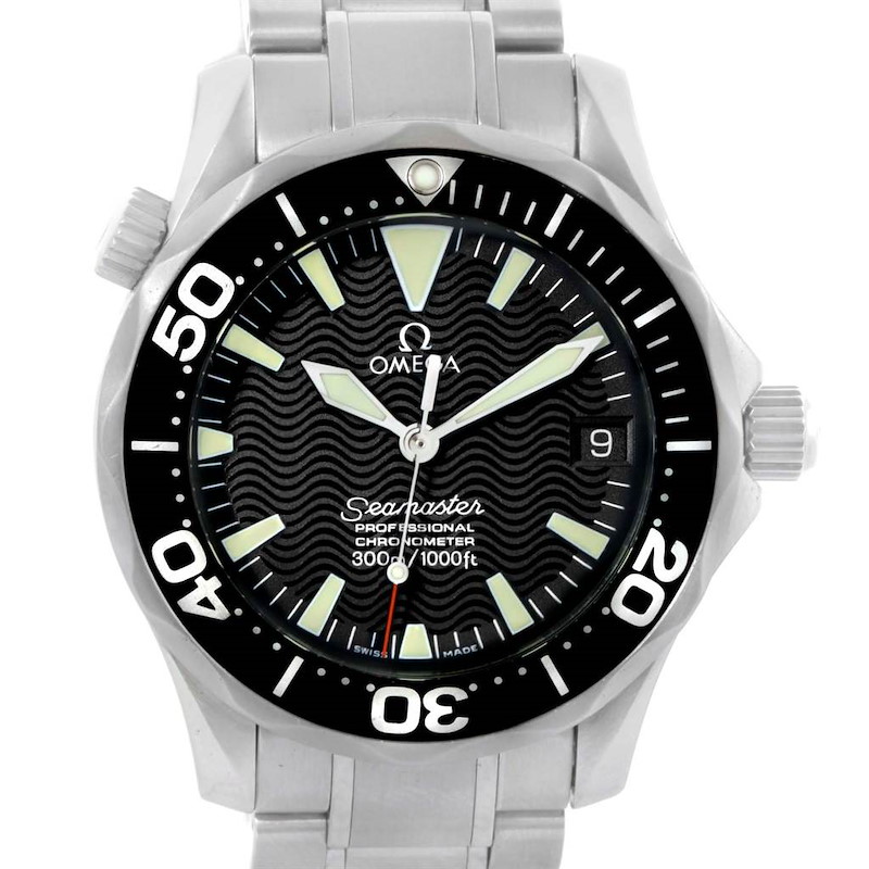 Omega Seamaster Black Wave Dial Midsize 300m Watch 2252.50.00 SwissWatchExpo