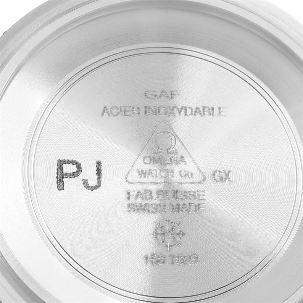 This image shows the inner case back of an Omega Seamaster 2531.80.00 Men
s Stainless Steel Blue Dial 2531.80.00 Men
s Stainless Steel Blue Dial watch taken from a top-down angle.