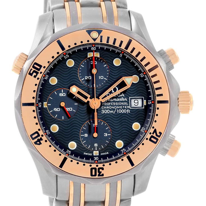 Omega Seamaster Titanium 18K Rose Gold Blue Dial Watch 2296.80.00 SwissWatchExpo