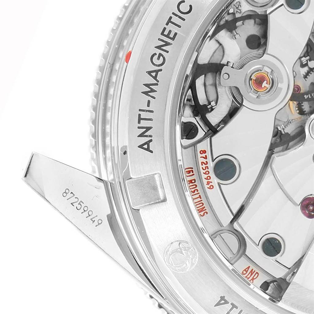 The image shows a close-up of the anti-magnetic mechanism and part of the case back of the Omega Seamaster 231.10.42.21.01.001 Men
s Stainless Steel Black Dial 231.10.42.21.01.001 Men
s Stainless Steel Black Dial watch.