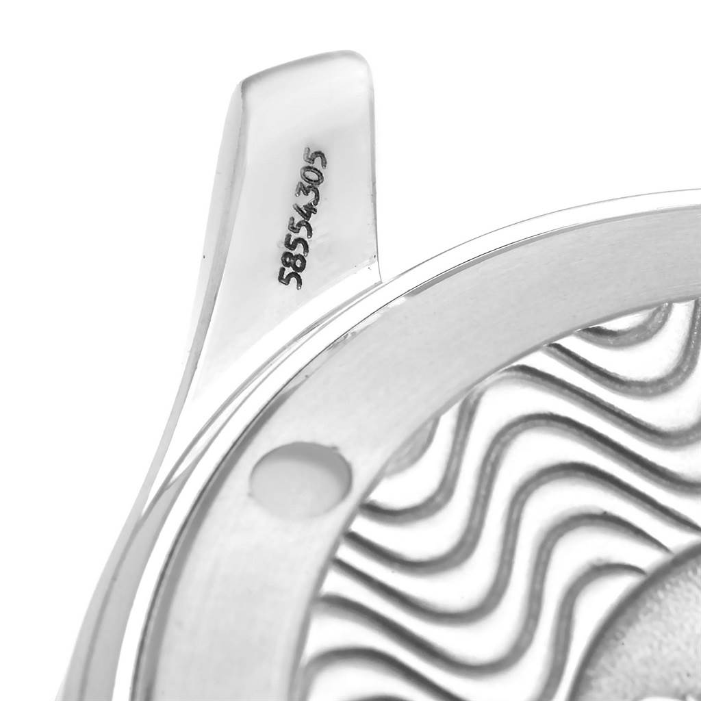 The image shows a close-up of a lug and part of the bezel on an Omega Seamaster 2561.80.00 Men
s Stainless Steel Blue Dial 2561.80.00 Men
s Stainless Steel Blue Dial watch.