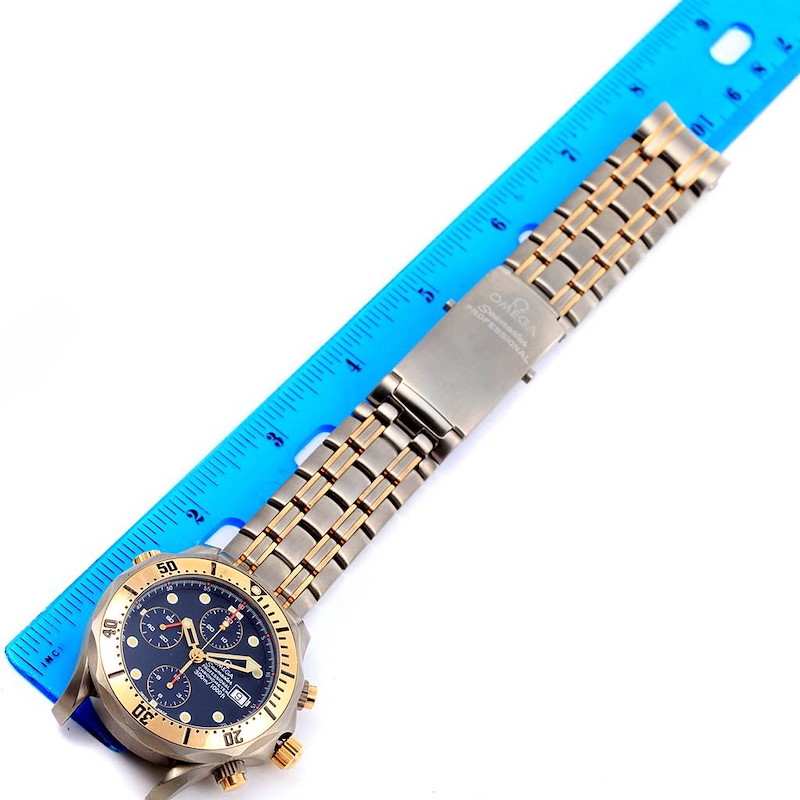 Omega Seamaster Titanium 18K Yellow Gold Blue Dial Watch 2297.80