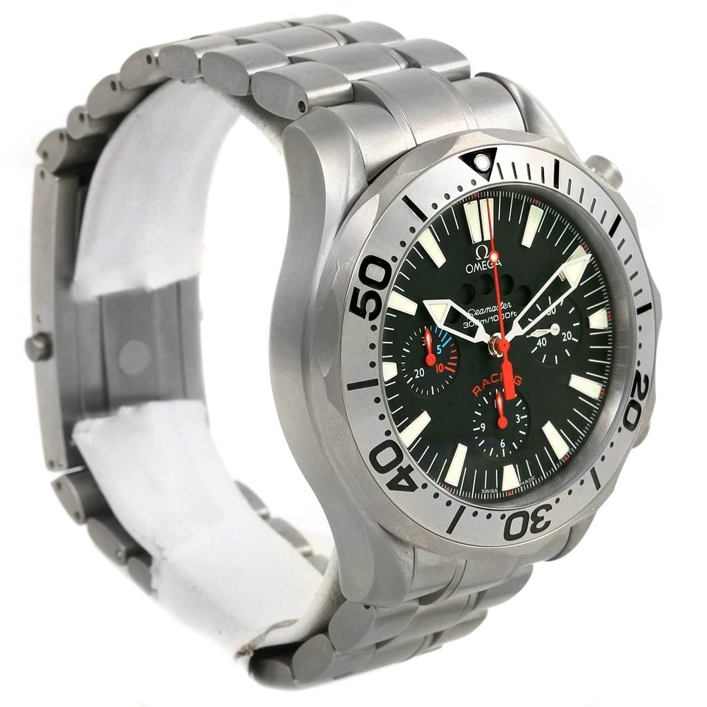 The image shows an Omega Seamaster 2269.52.00 Men's Titanium Black Dial 2269.52.00 Men's Titanium Black Dial watch angled to display the face, bezel, and bracelet.