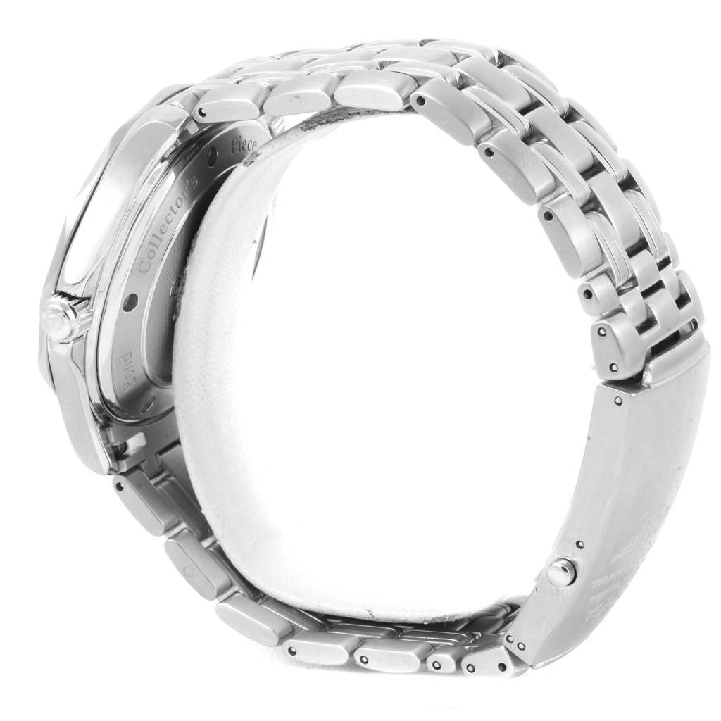 The image shows a side view of the Omega Seamaster 212.30.41.20.01.001 Men's Stainless Steel Black Dial 212.30.41.20.01.001 Men's Stainless Steel Black Dial watch, highlighting its silver bracelet and part of the case back.