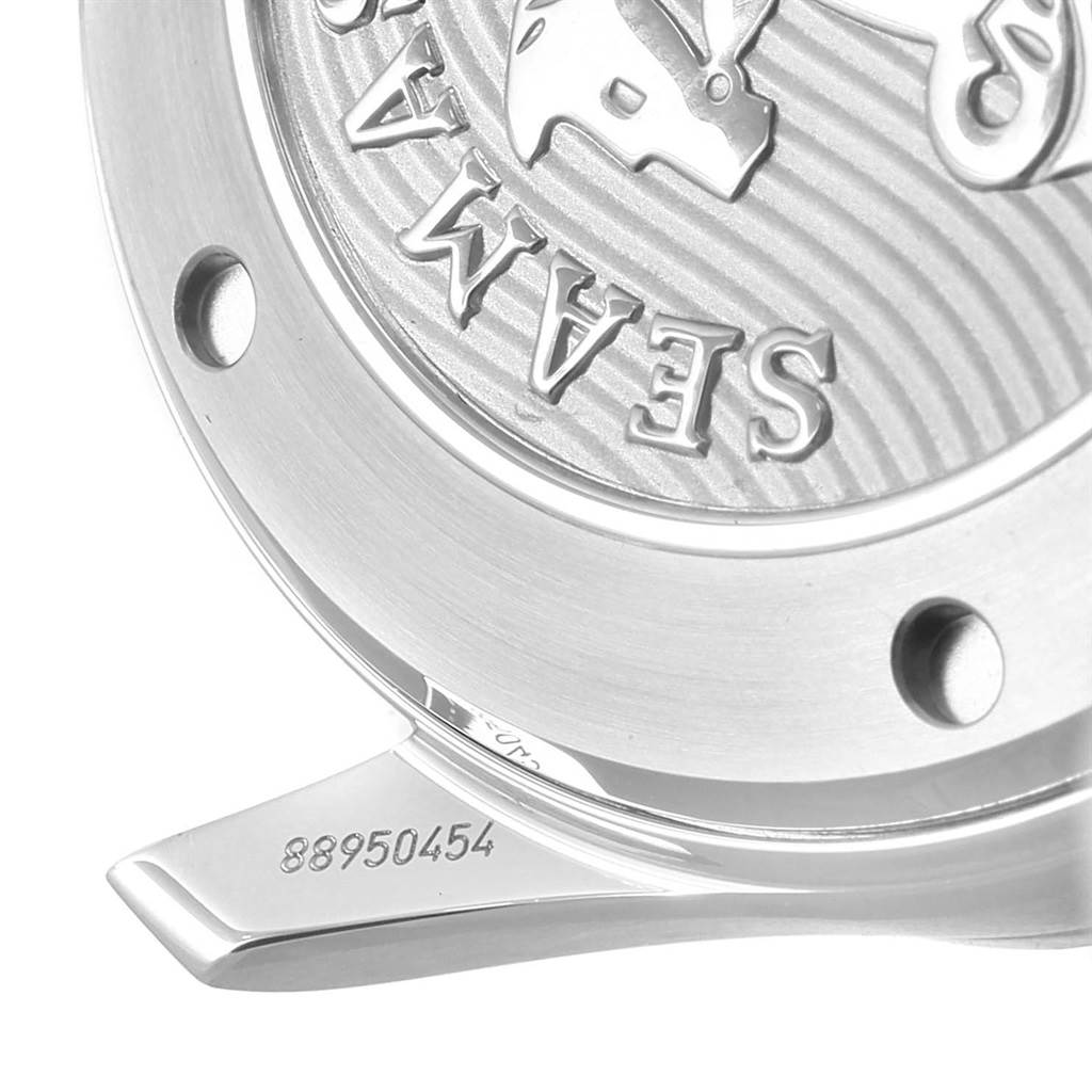 This image shows the case back of an Omega Seamaster 212.30.41.20.01.003 Men
s Stainless Steel Black Dial 212.30.41.20.01.003 Men
s Stainless Steel Black Dial watch, highlighting the engraved model name and a partial serial number.