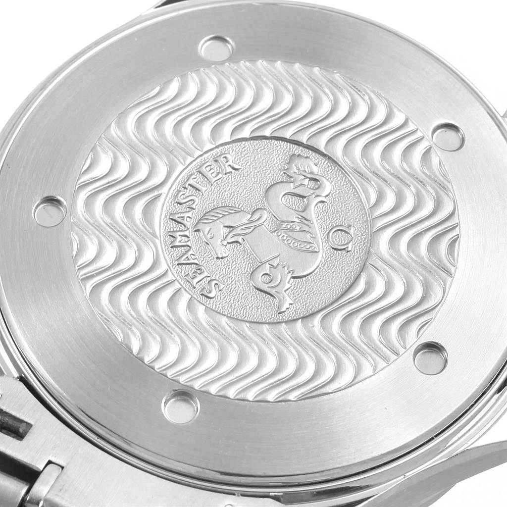This image shows the engraved case back of an Omega Seamaster 2265.80.00 Men
s Stainless Steel Blue Dial 2265.80.00 Men
s Stainless Steel Blue Dial watch, highlighting the intricate design.