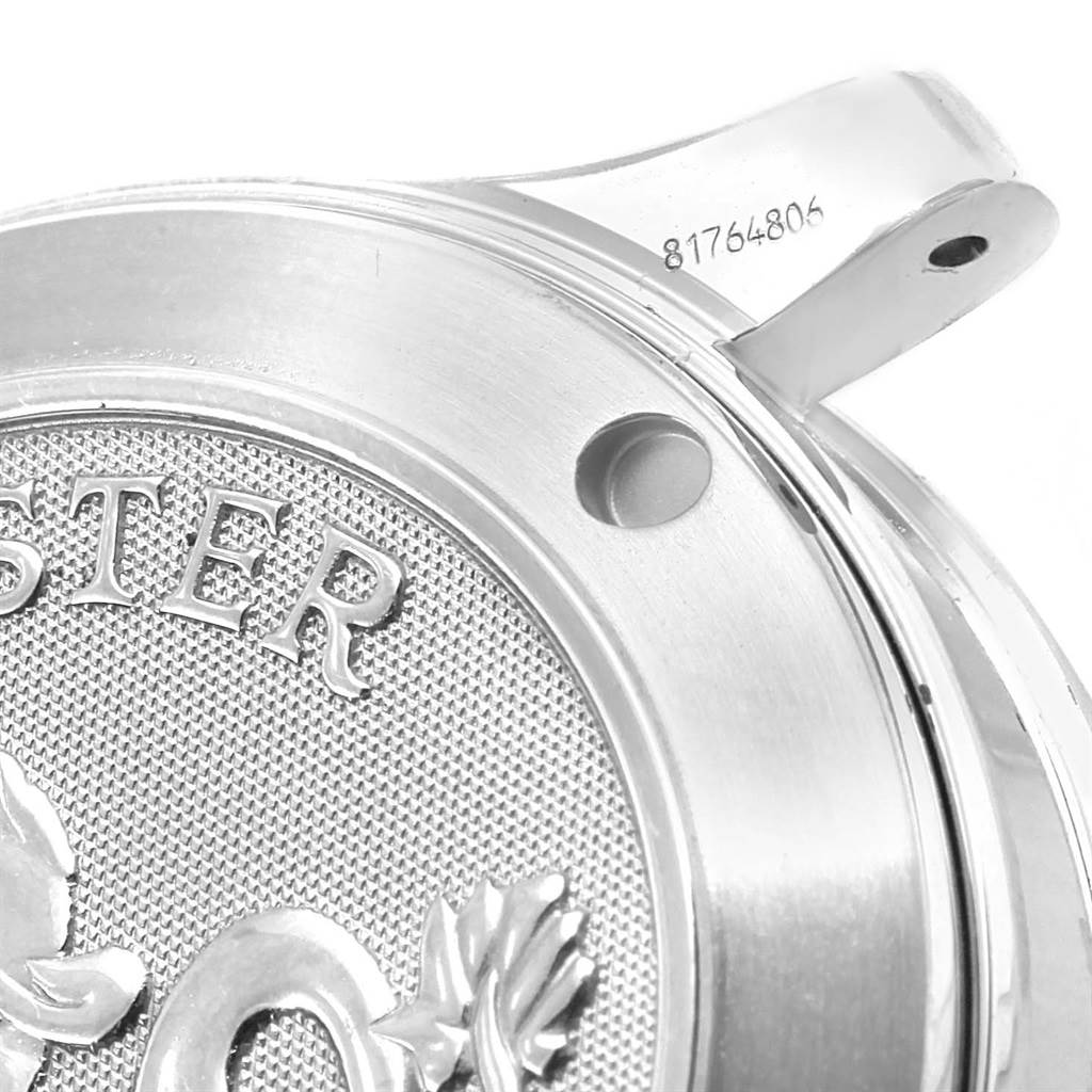 The image shows a close-up of the case back of an Omega Seamaster 2222.80.00 Men
s Stainless Steel Blue Dial 2222.80.00 Men
s Stainless Steel Blue Dial watch, featuring engraved text and a serial number.