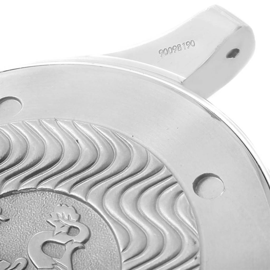 This is a close-up of the case back of an Omega Seamaster 2264.50.00 Men
s Stainless Steel Black Dial 2264.50.00 Men
s Stainless Steel Black Dial watch.