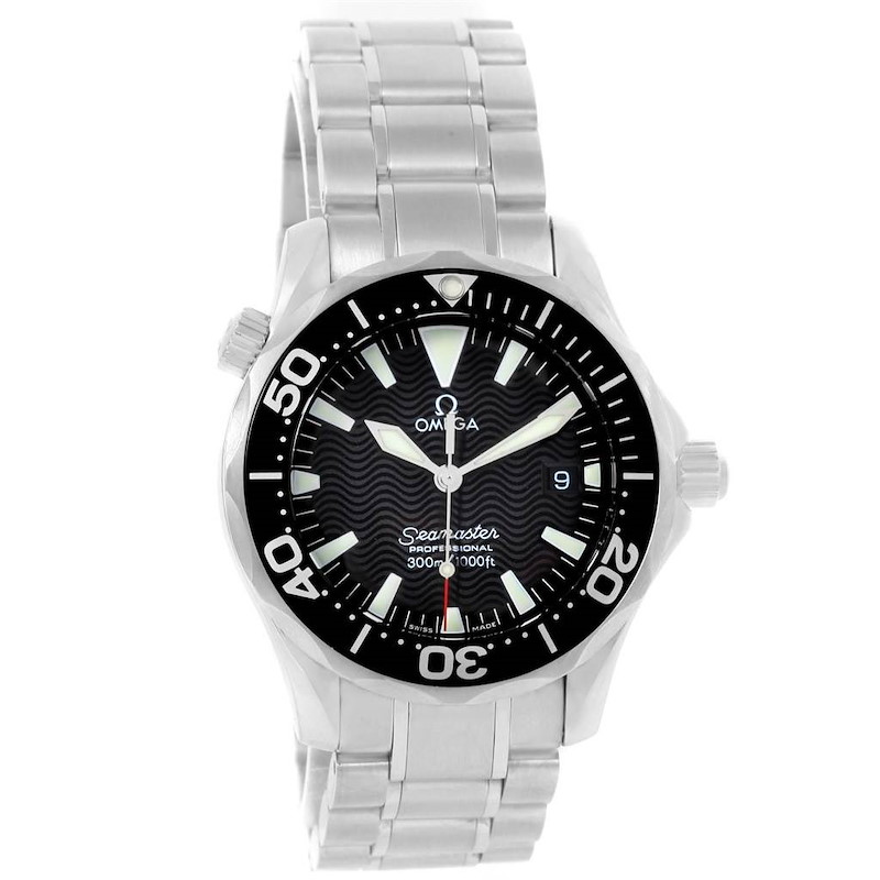 Omega Seamaster Midsize Black Dial Steel Quartz Mens Watch 2262.50.00 SwissWatchExpo