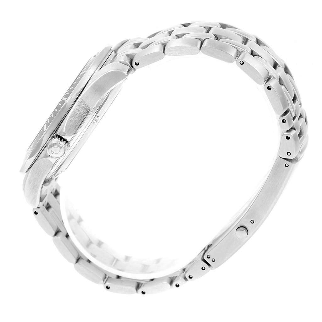 The image shows a side view of the Omega Seamaster 212.30.41.61.01.001 Men
s Stainless Steel Black Dial 212.30.41.61.01.001 Men
s Stainless Steel Black Dial watch, highlighting its case, crown, and bracelet.