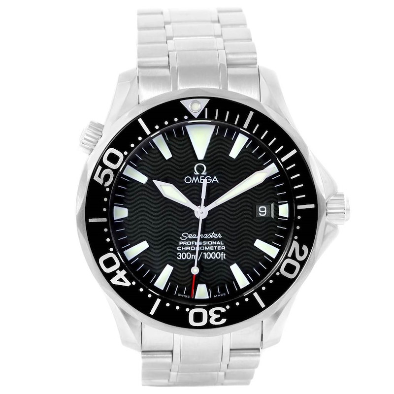 Omega Seamaster Professional 300m Black Wave Dial Watch 2254.50.00 SwissWatchExpo