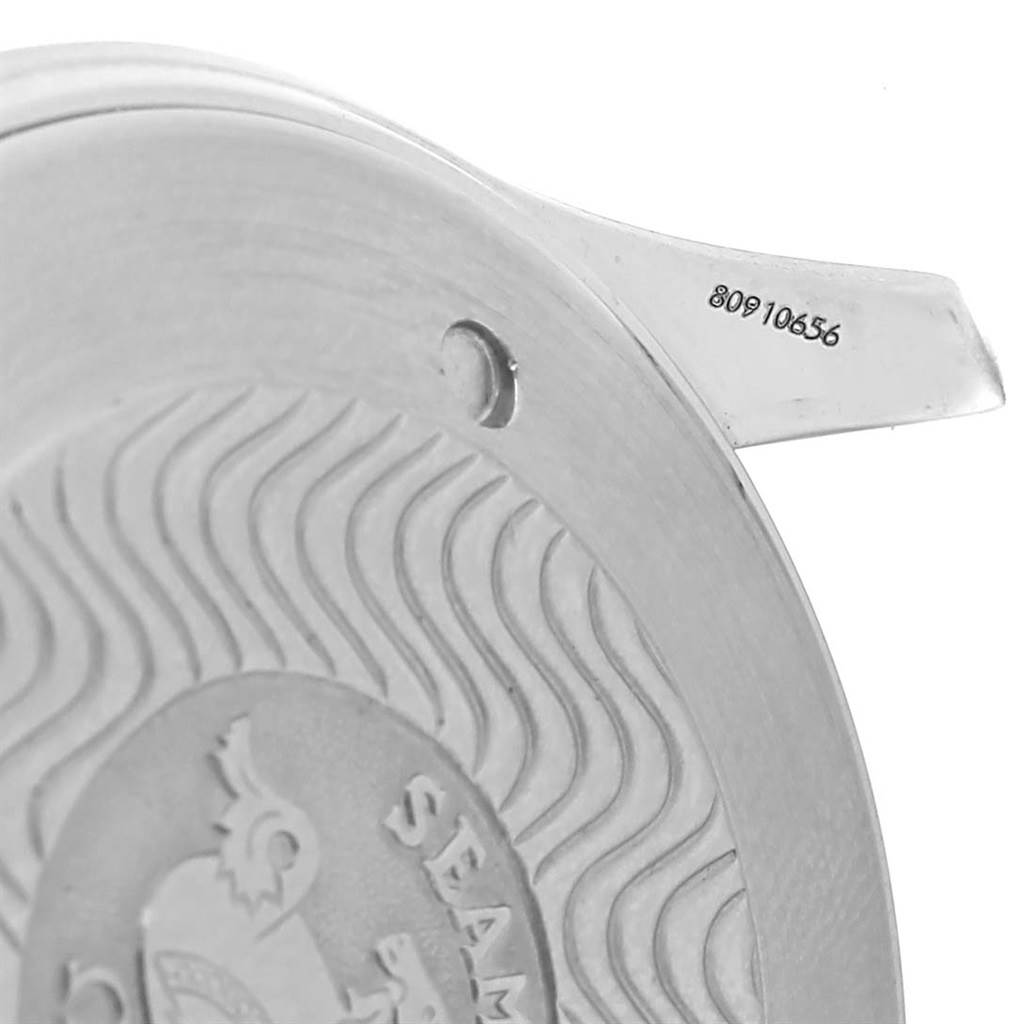 The image shows a close-up of the engraved case back of an Omega Seamaster 2254.50.00 Men
s Stainless Steel Black Dial 2254.50.00 Men
s Stainless Steel Black Dial, displaying part of its serial number.