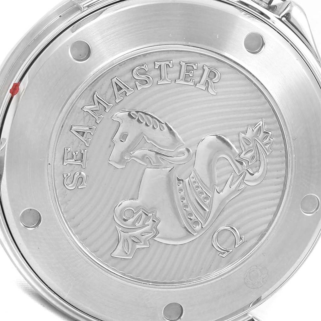 The image shows the case back of an Omega Seamaster 212.30.41.20.03.001 Men
s Stainless Steel Blue Dial 212.30.41.20.03.001 Men
s Stainless Steel Blue Dial watch, featuring the Seamaster logo.