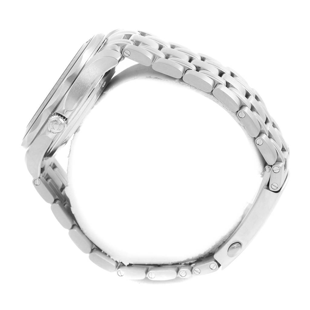 The image shows a side view of the Omega Seamaster 212.30.41.20.01.003 Men
s Stainless Steel Black Dial 212.30.41.20.01.003 Men
s Stainless Steel Black Dial watch, focusing on its metal case, bezel, and bracelet.