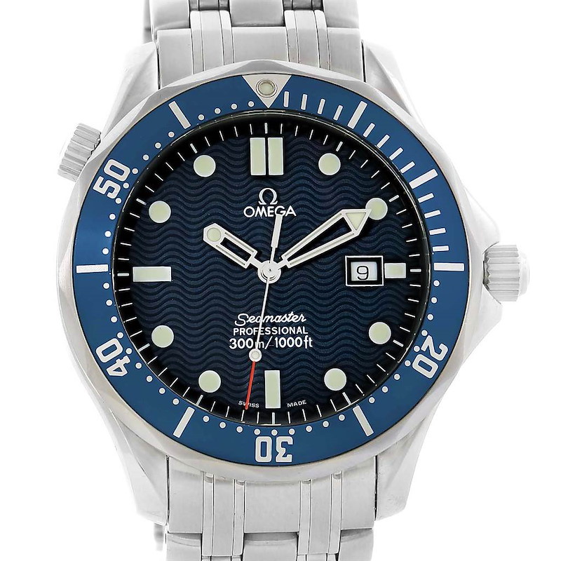 Omega Seamaster Professional Blue Wave Dial Quartz Mens Watch 2541.80.00 SwissWatchExpo
