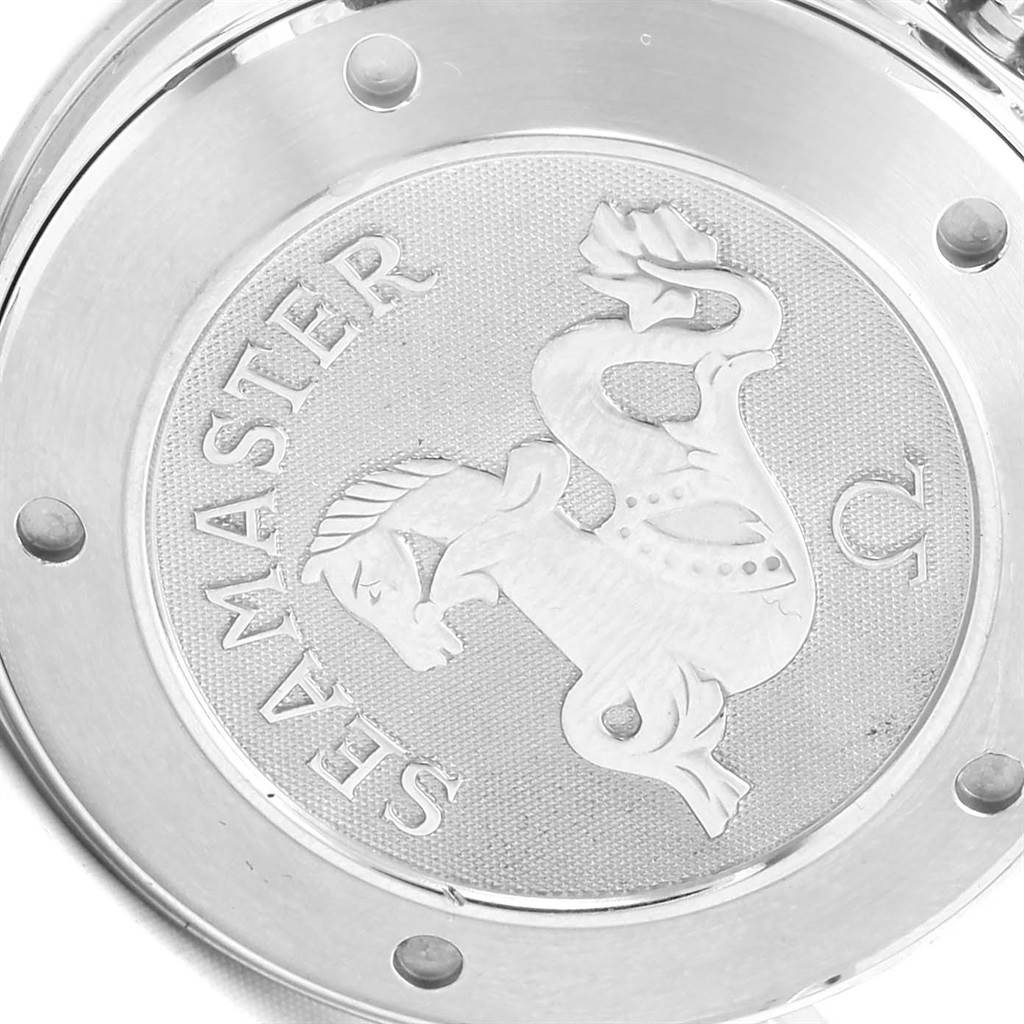 This image shows the case back of an Omega Seamaster 212.30.41.61.01.001 Men
s Stainless Steel Black Dial 212.30.41.61.01.001 Men
s Stainless Steel Black Dial watch, featuring the engraved logo and text.